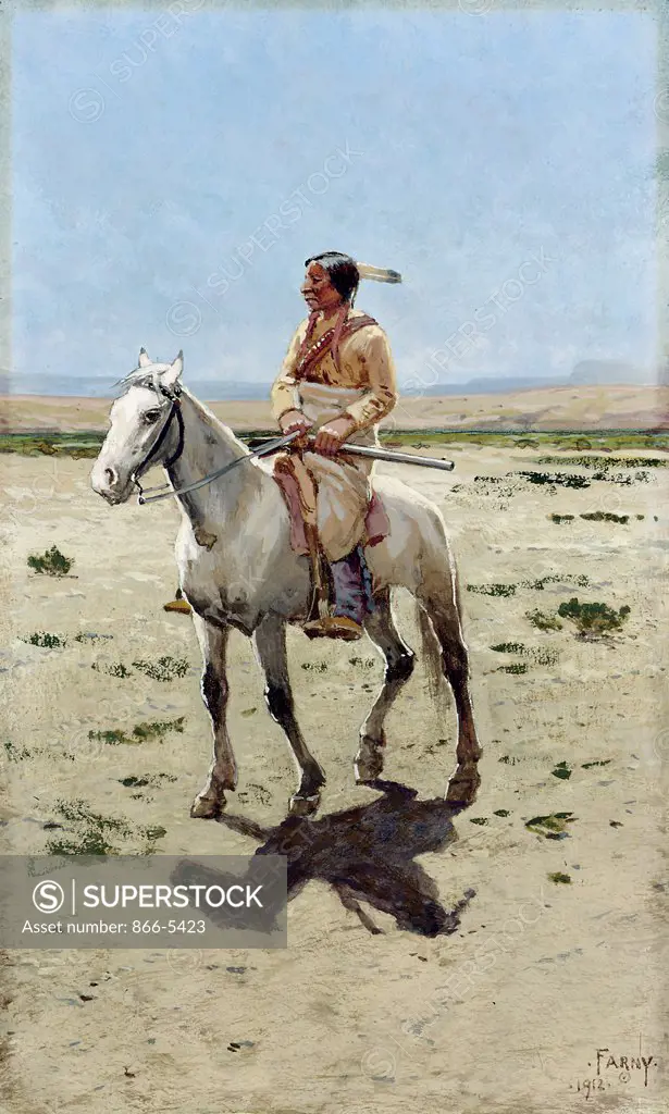 Cheyenne Scout Henry François Farny (1847-1916 American) Watcol, gouach paper