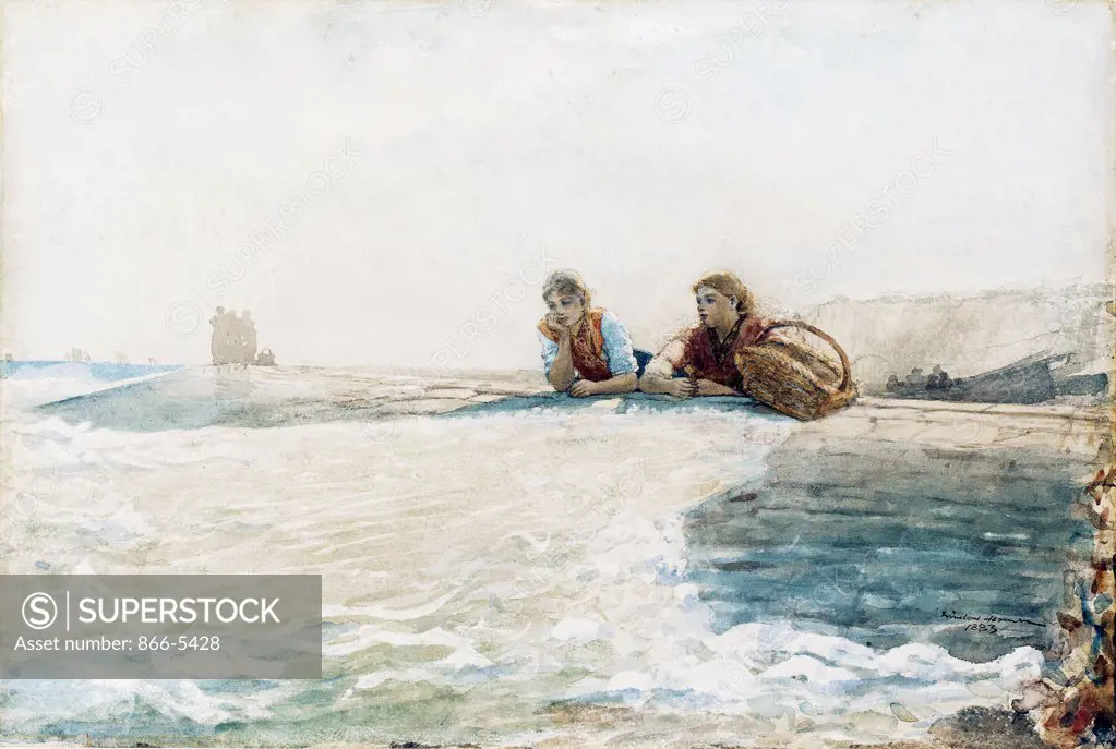 The Breakwater 1883 Winslow Homer (1836-1910 American) Wat&pencil on paper