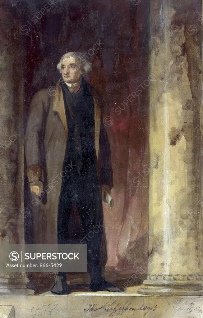 Portrait of Thomas Jefferson 1822 Thomas Sully (1783-1872 American) Watcol,pencil,gouach