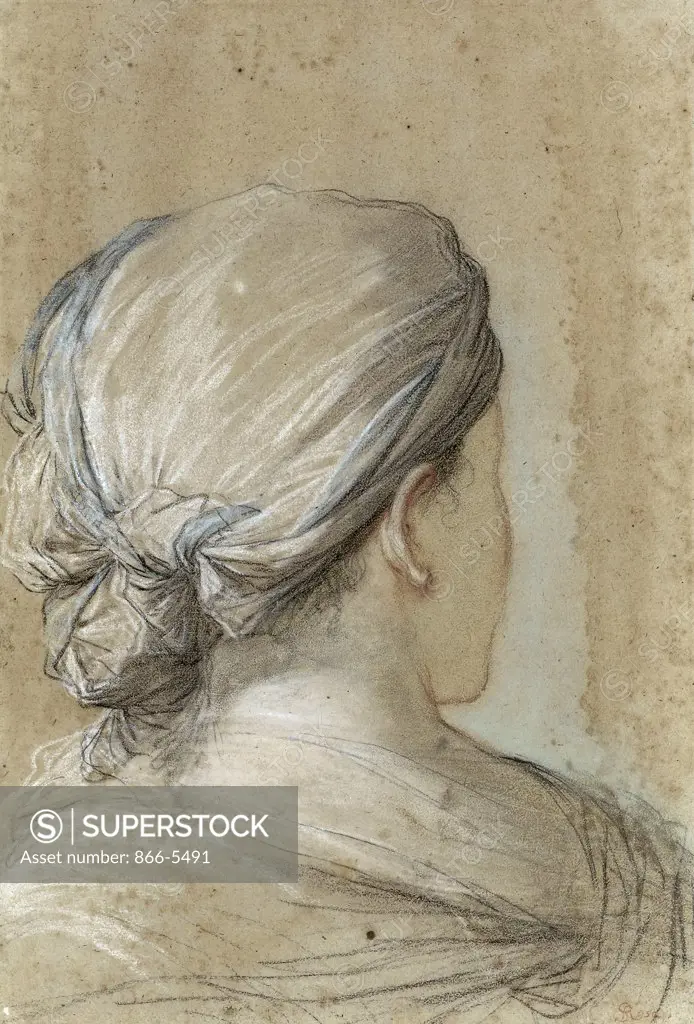 A Woman, Bust-Length, Seen From Behind En Profil Perdu With Inscription 'SRosa' Salvator Rosa (1615-1673 Italian) Chalk