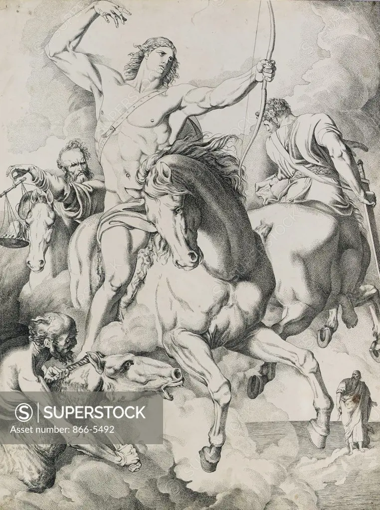 The Four Horsemen of the Apocolypse (Revelation 6:1-8) Luigi I Sabatelli (1772-1850 Italian) Chalk & ink