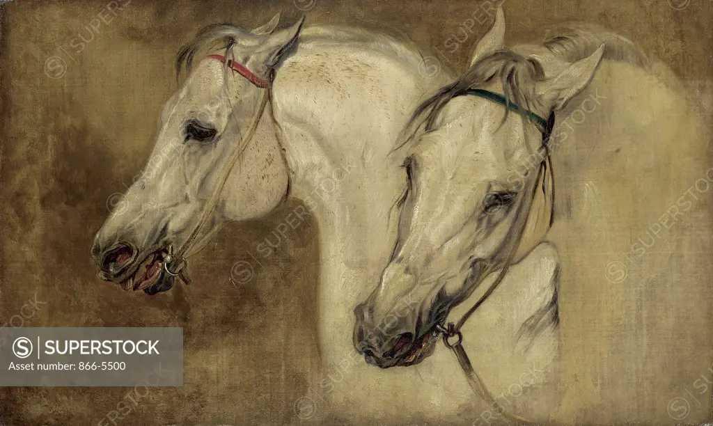Two Arab Horses' Heads John Frederick Lewis (1805-1876 British) Oil on canvas