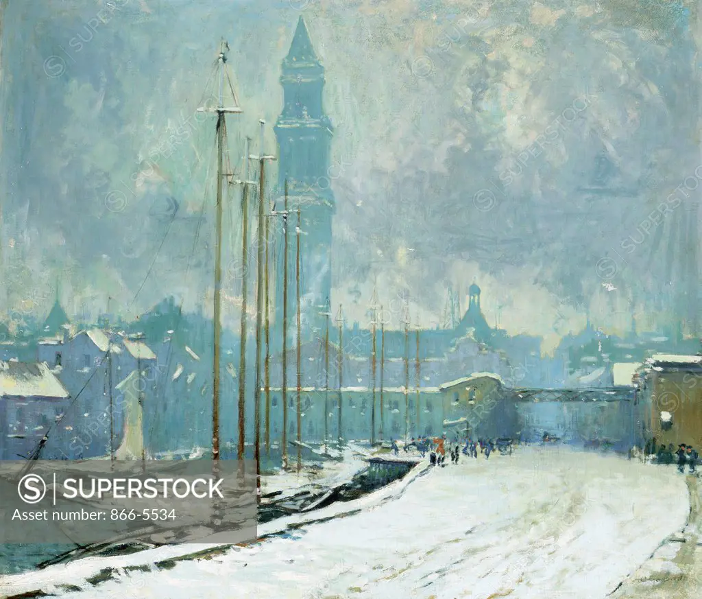 Customs House Tower, T-Wharf Arthur Clifton Goodwin (1864-1929 American) Oil on canvas