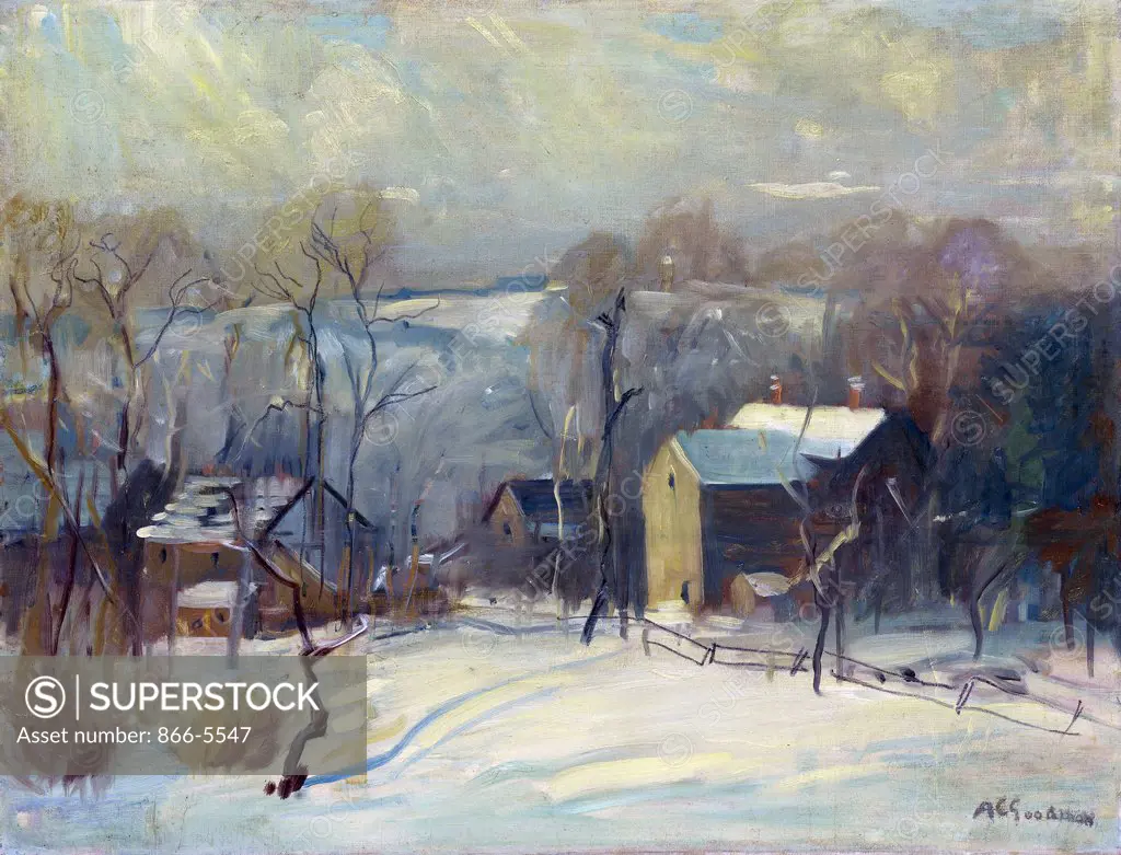 Village in Snow Arthur Clifton Goodwin (1864-1929 American) Oil on canvas