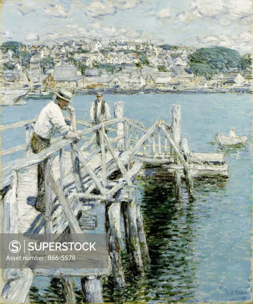 Dock Scene, Gloucester, 1896 Frederick Childe Hassam (1859-1935 American) Oil on canvas