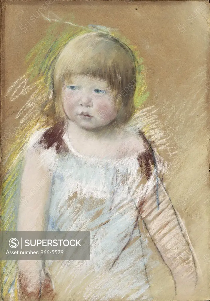 Child with Bangs in a Blue Dress Mary Cassatt (1844-1926 American) Pastel on paper brd