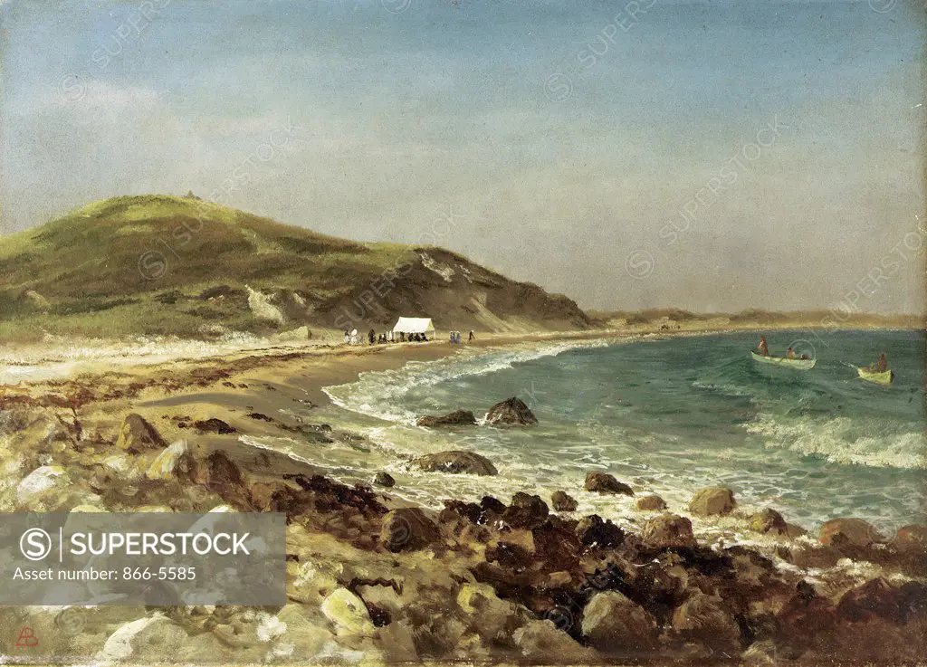 Coastal Scene Albert Bierstadt (1830-1902 American) Oil on paper