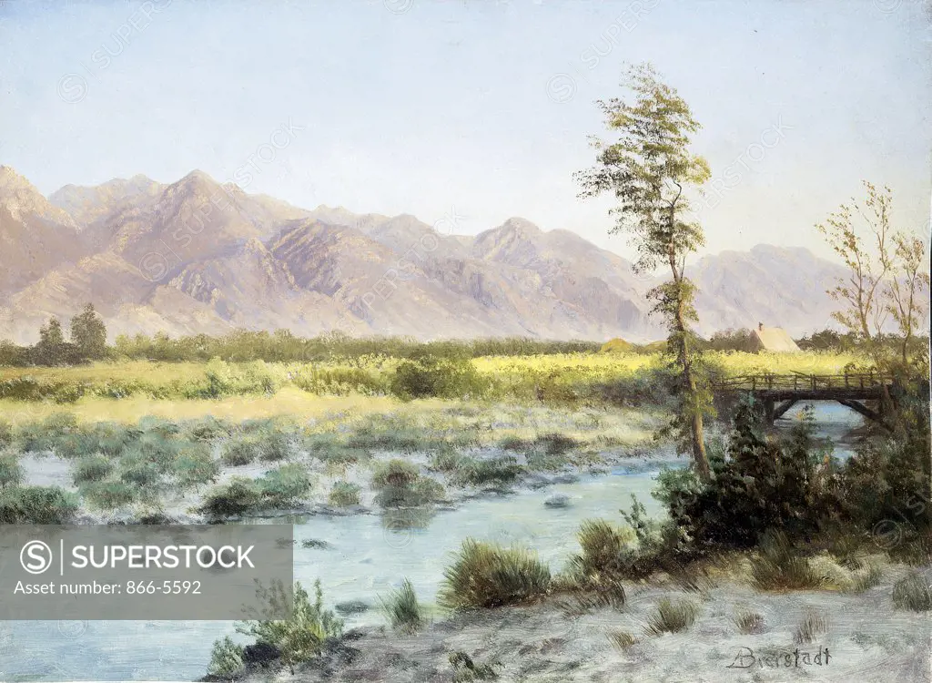 Western Landscape Albert Bierstadt (1830-1902 American) Oil on paper