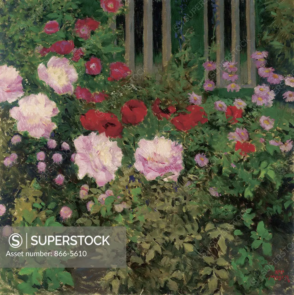 Bluende Blumen Am Gartenzaun Koloman Moser (1868-1918 Austrian) Oil on canvas