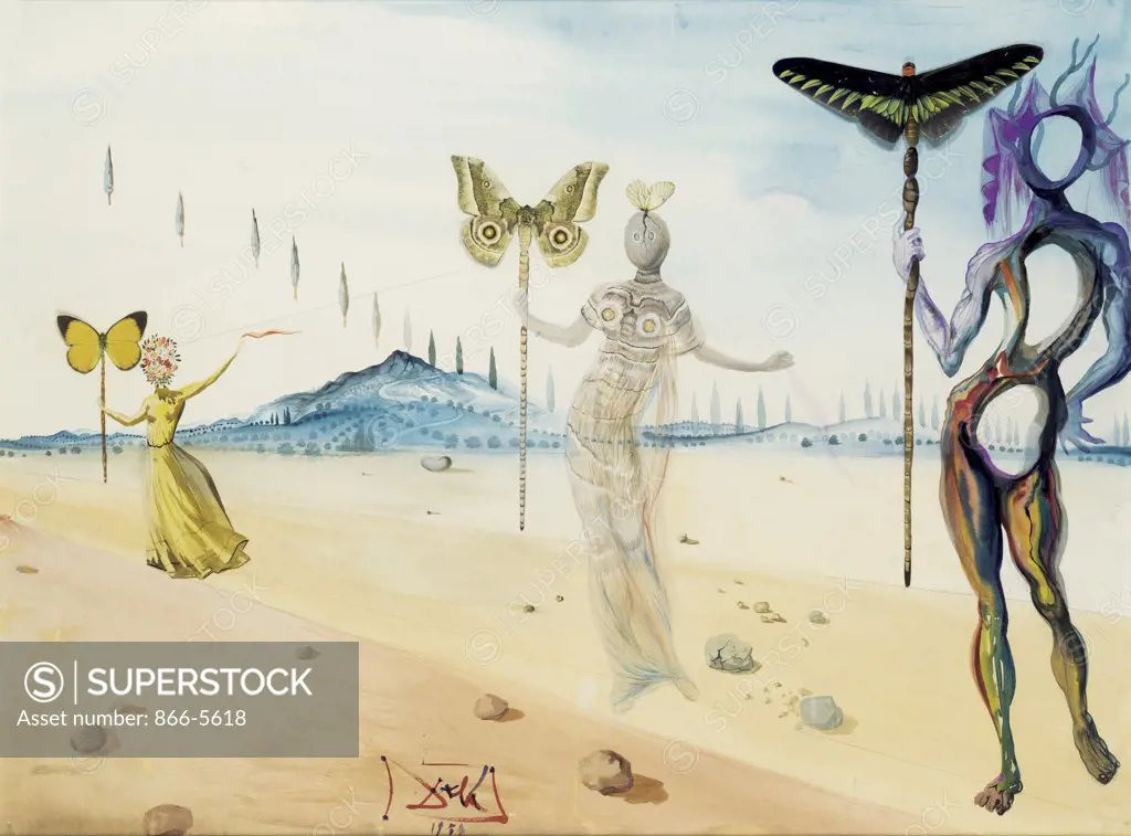 La Promenade: Figures et Papillons Salvador Dali (1904-1989 Spanish) Watercolor, gouache on paper
