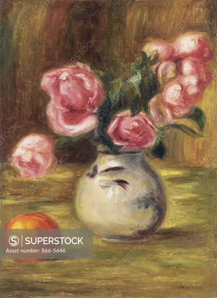 Vase de Roses et Orange, 1910 Pierre Auguste Renoir (1841-1919 French)