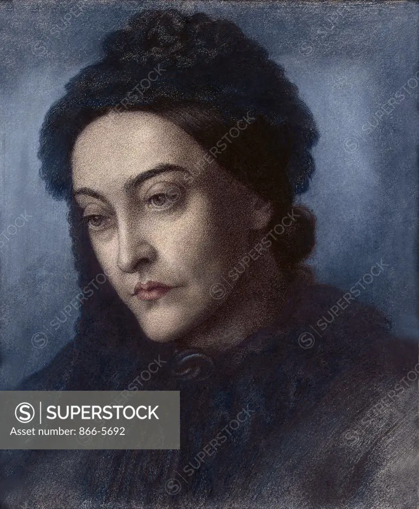 Portrait of Christina Rossetti; Head and Shoulders Turned Three-Quarters to the Left Dante Gabriel Rossetti (1828-1882 British)
