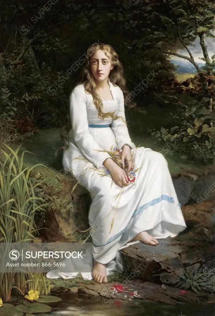 Ophelia Jan Frederick P. Portielje (1829-1895 Dutch) Oil on canvas