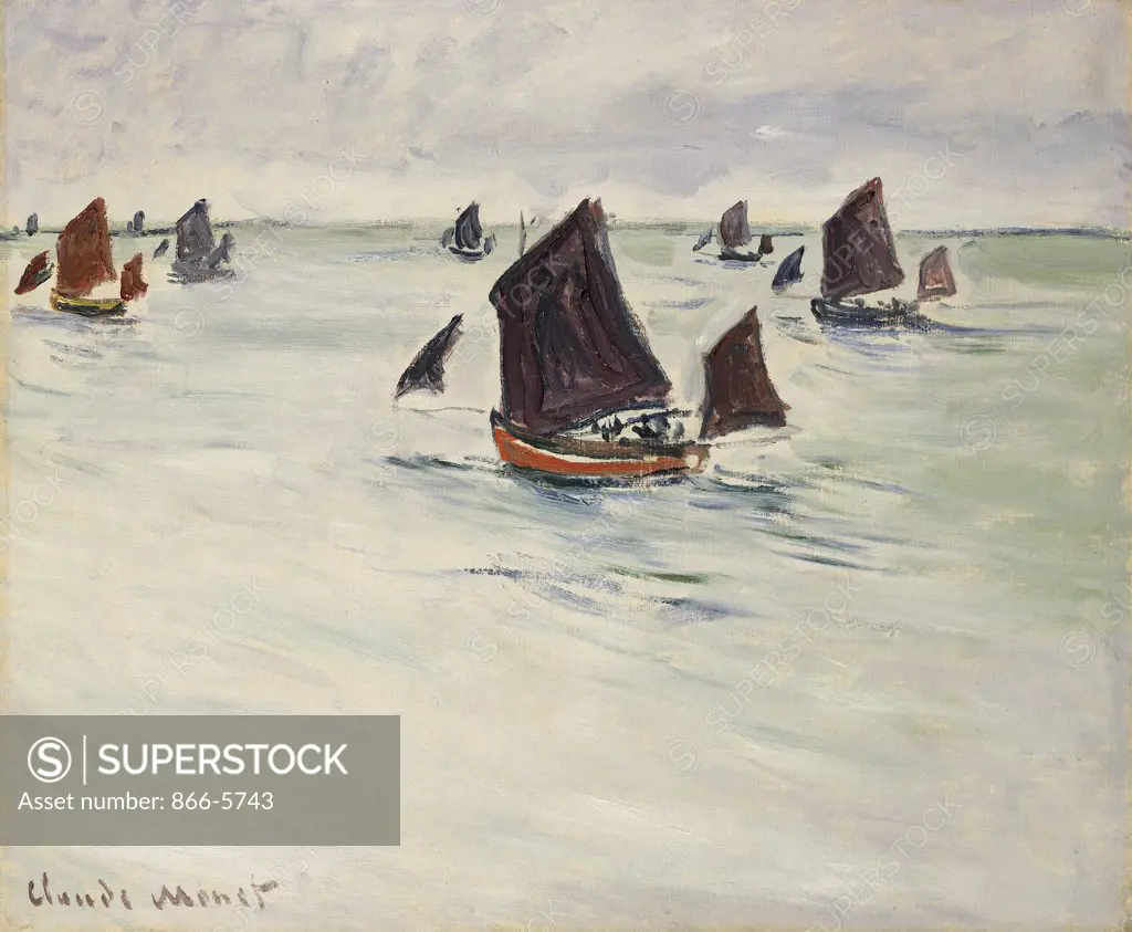 Fishing Boats on the Large De Pourville, Bateaux De Peche Au Large De Pourville Claude Monet (1840-1926) Oil On Canvas, 1882 