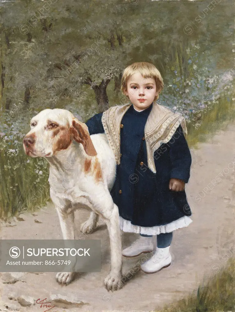 A Faithful Friend, Luigi Toro (1836-1900), Oil On Canvas, 19th Century