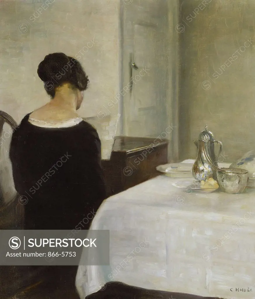 The Letter, Carl Holsoe (1863-1935), Oil On Canvas
