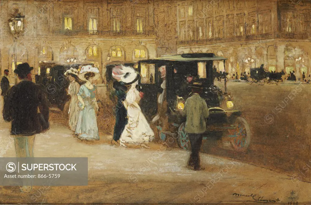 Getting Into The Car, La Montee En Auto, Amedee Julien Marcel-Clement  (B,1873), Oil And Pencil On Board, 1908