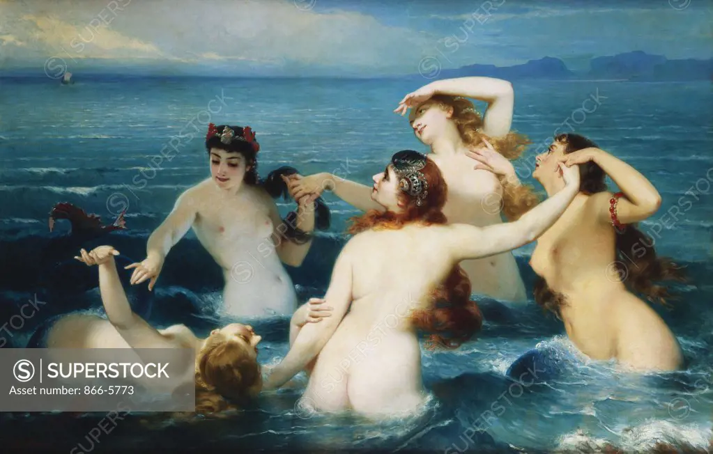 Sirens, Syrenes, Charles Edouard Boutibonne (1816-1897), Oil On Canvas