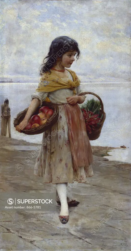 On The Way To Market, Eugene Von Blaas (1843-1932), Oil On Canvas