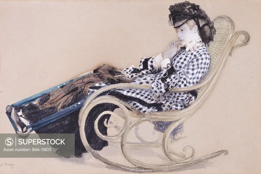 Study For The Last Evening. James Jacques Joseph Tissot (1836-1902).  Pencil, Watercolour And Bodycolour, On Buff Paper.