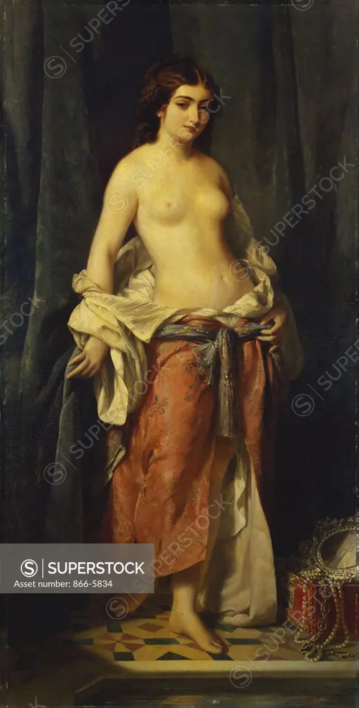 The Undressing. La Deshabillee. Charles Edouard Boutibonne (1816-1897). Oil On Canvas, Dated 1852
