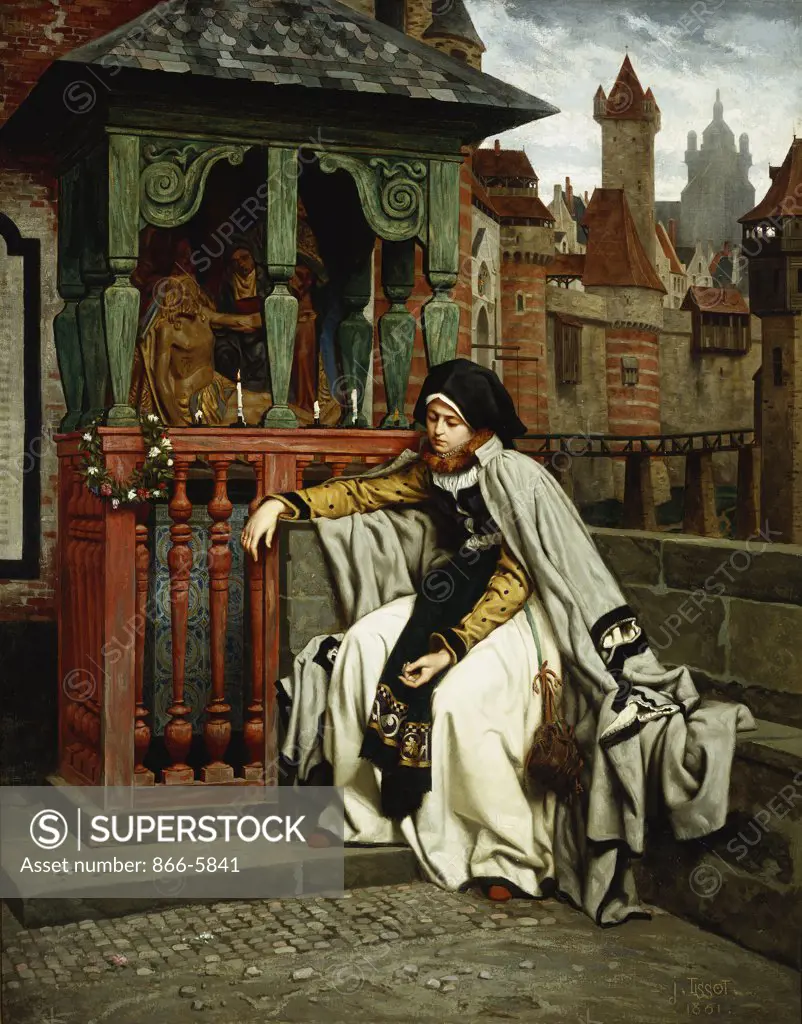 Marguerite At The Ramparts; Marguerite Au Rempart. Jean-Jacques Tissot (1836-1902). Oil On Canvas, 1861.