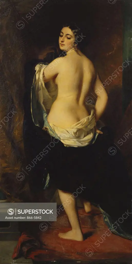 The Undressing. La Deshabillee. Charles Edouard Boutibonne (1816-1897). Oil On Canvas, Dated 1852