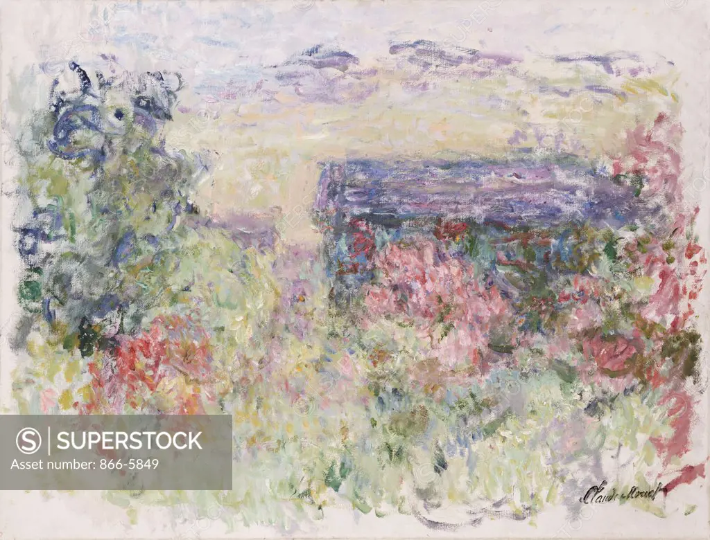 The House Through The Roses. La Maison A Travers Les Roses. Claude Monet (1840-1926).  Oil On Canvas, Circa 1925-26.