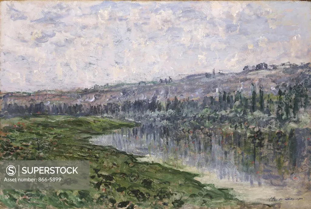 The Seine And The Hills Of Chantemsle. La Seine Et Les Coteaux De Chantemsle. Claude Monet (1840-1926). Oil On Canvas, 1880