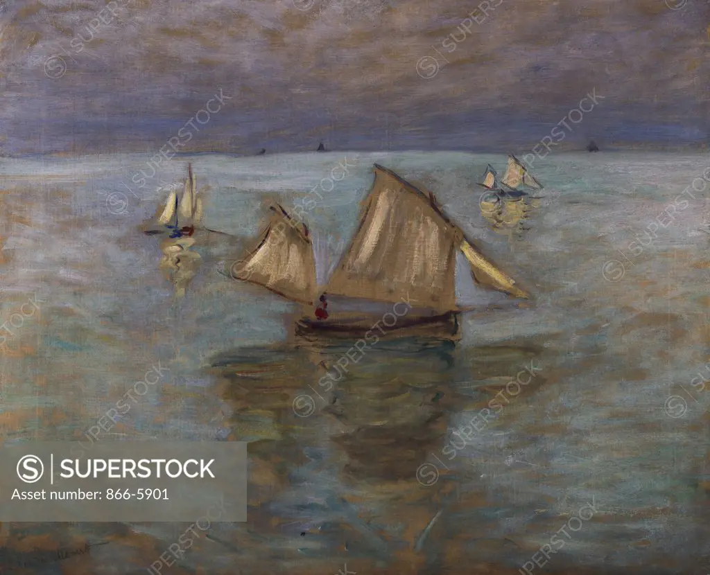 Fishing Boats At Pourville. Barques De Peche A Pourville. Claude Monet (1840-1926). Oil On Canvas, 1882