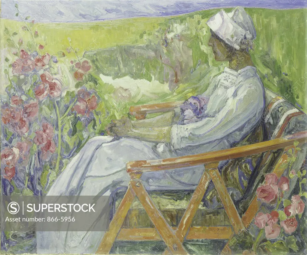 In The Garden.  Emile Zoir (1867-1936).  Oil On Canvas, 1911.