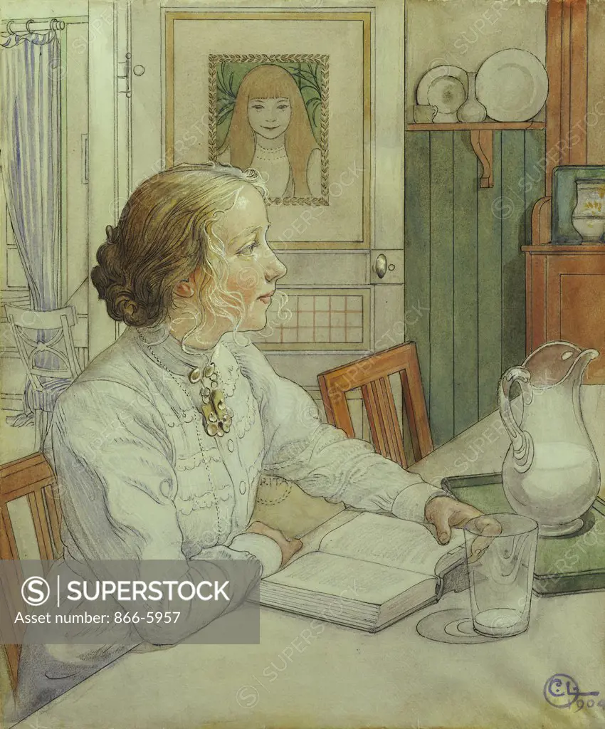 My Eldest Daughter.  Carl Larsson (1853-1919).  Watercolour And Bodycolour.  Catalogue No. 867c.