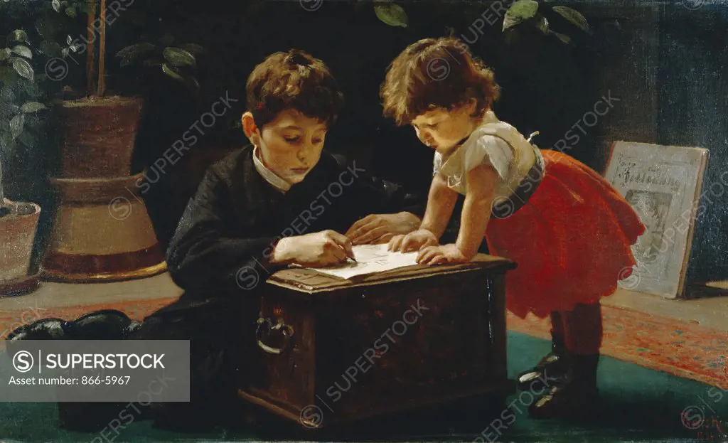 Children Of The Photographer Tillges. Frants Henningsen (1850-1908). Oil On Canvas, 1884.