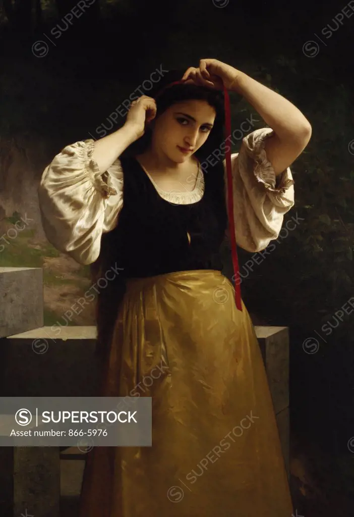 The Red Ribbon. William Adolphe Bouguereau (1825-1905). Oil On Canvas, 1869.