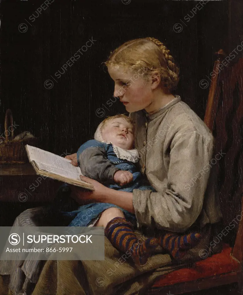 Rose And Bertha Gugger. Albert Anker (1831-1910). Oil On Canvas, 1883. 65.5 X 54.5 CM.