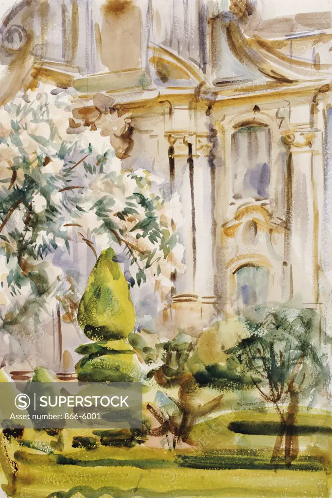 Palace And Gardens, Spain.  John Singer Sargent R.A.  (1856-1925).  Pencil And Watercolour On Paper, 1912.