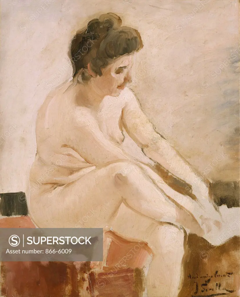 Seated Nude. Joaquin Sorolla Y Bastida (1863-1923).  Oil On Canvas.