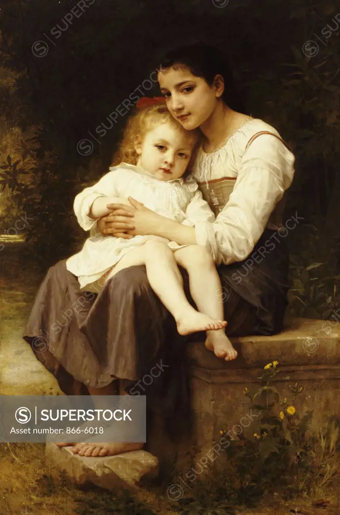 The Eldest Sister. La Soeur Aine.  William Adolphe Bouguereau (1825-1906). Oil On Canvas, 1886. Catalogue No. 637c.