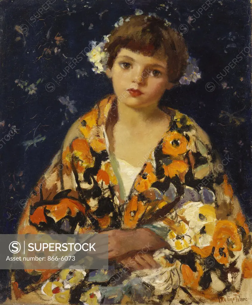 Girl In Kimono. Pauline Palmer (1867-1938). Oil On Board.