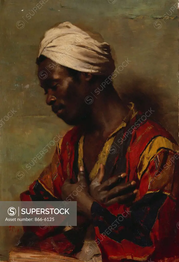 An Arab In Meditation. Carl Ludwig Ferdinand Kerstan. Oil on canvas.