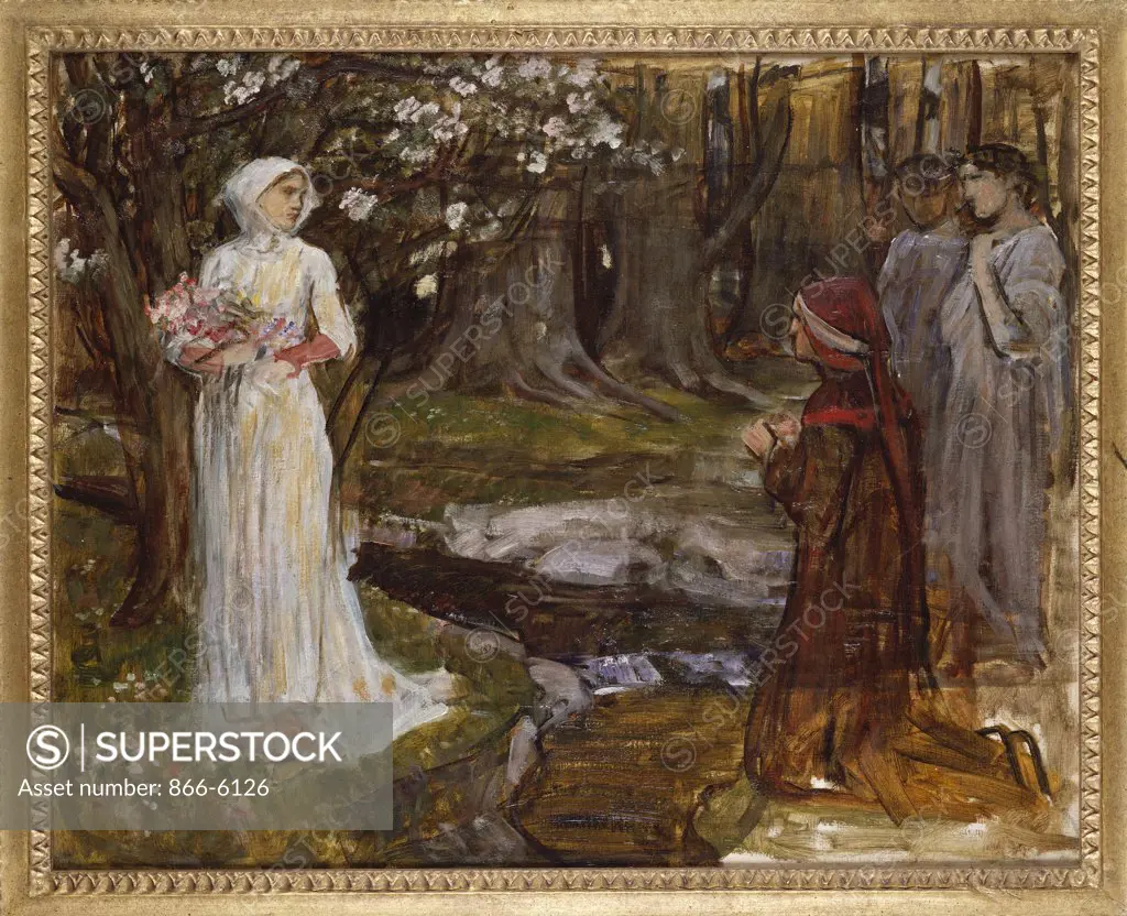 Dante And Beatrice. John William Waterhouse, R.A. (1849-1917). Dated 1915, Oil on canvas.