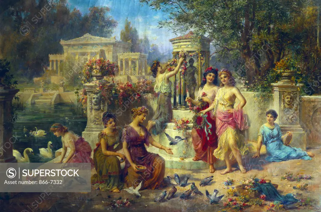 The Feast of Venus. Emmanuel Oberhauser (1854-1919). Oil on canvas, circa 1907. 31 x 47in