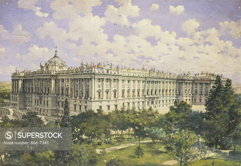 The Royal Palace, Madrid.  Hastoy (late 19th century). Oil on board, 13 x 18in.