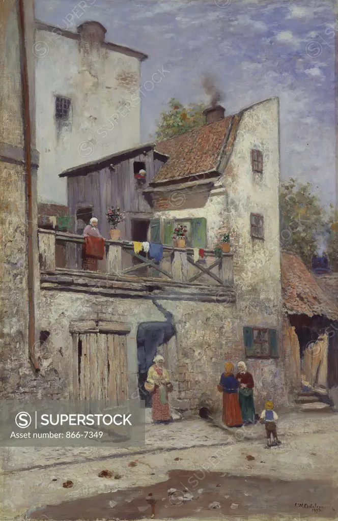 A Street Scene. Frans Wilhelm Odelmark (1849-1937). Oil on canvas, 82 x 53cm. Painted in 1893