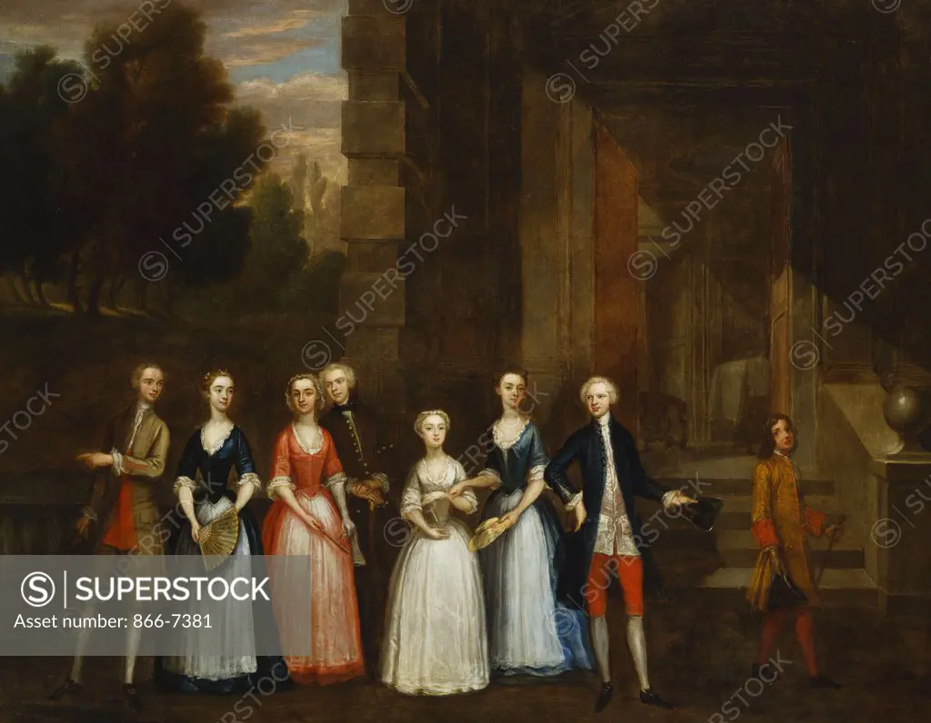 A Group Portrait of the Frederick Family. Charles Phillips (1708-1747). Oil on canvas, 88.9 x 111.8cm.