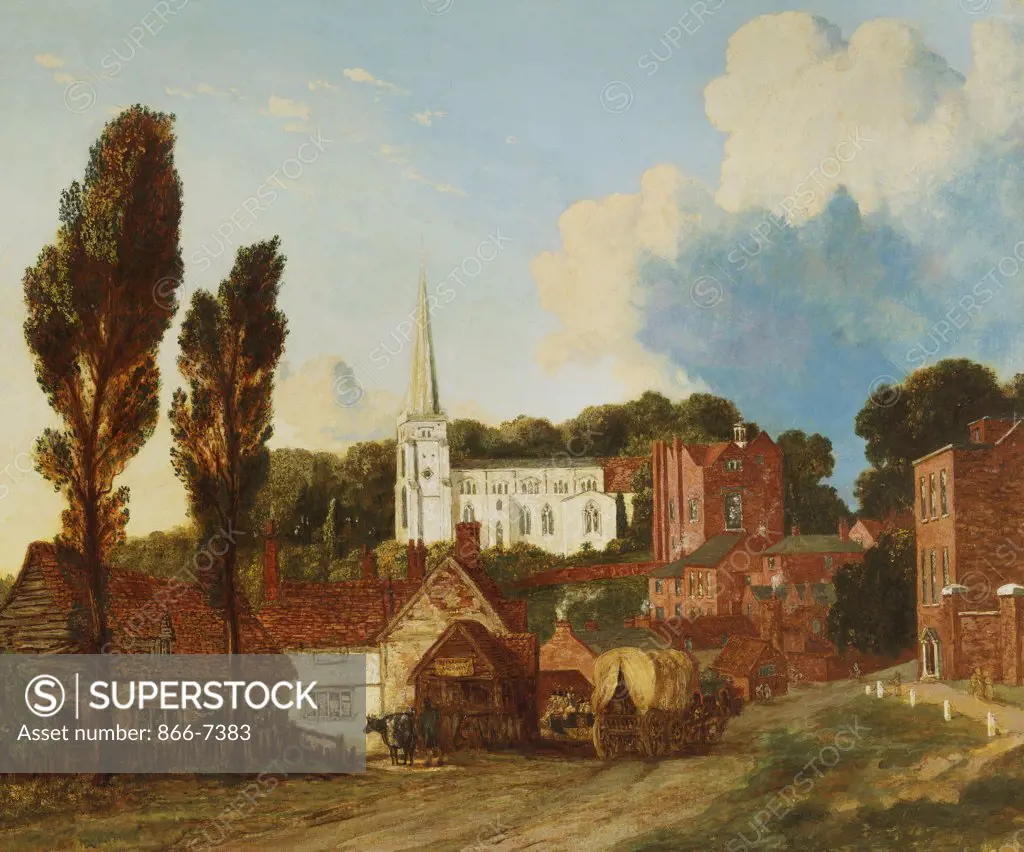 A View of Harrow, with St. Marys Church and the old schools building and yard. Attrib. to George  Clint (1770-1854). Dated 1813, oil on canvas, 63.5 x 78.8cm.