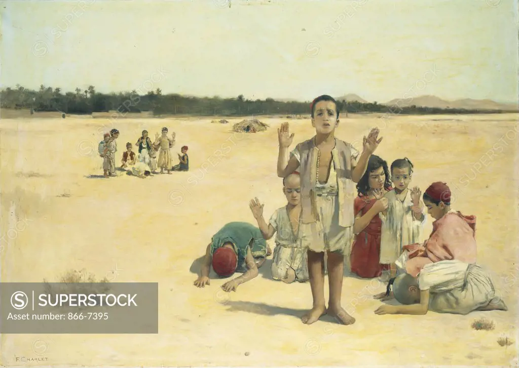Prayertime in the Desert. Frantz Charlet (1862-1928). Oil on canvas, 90 x 126cm.