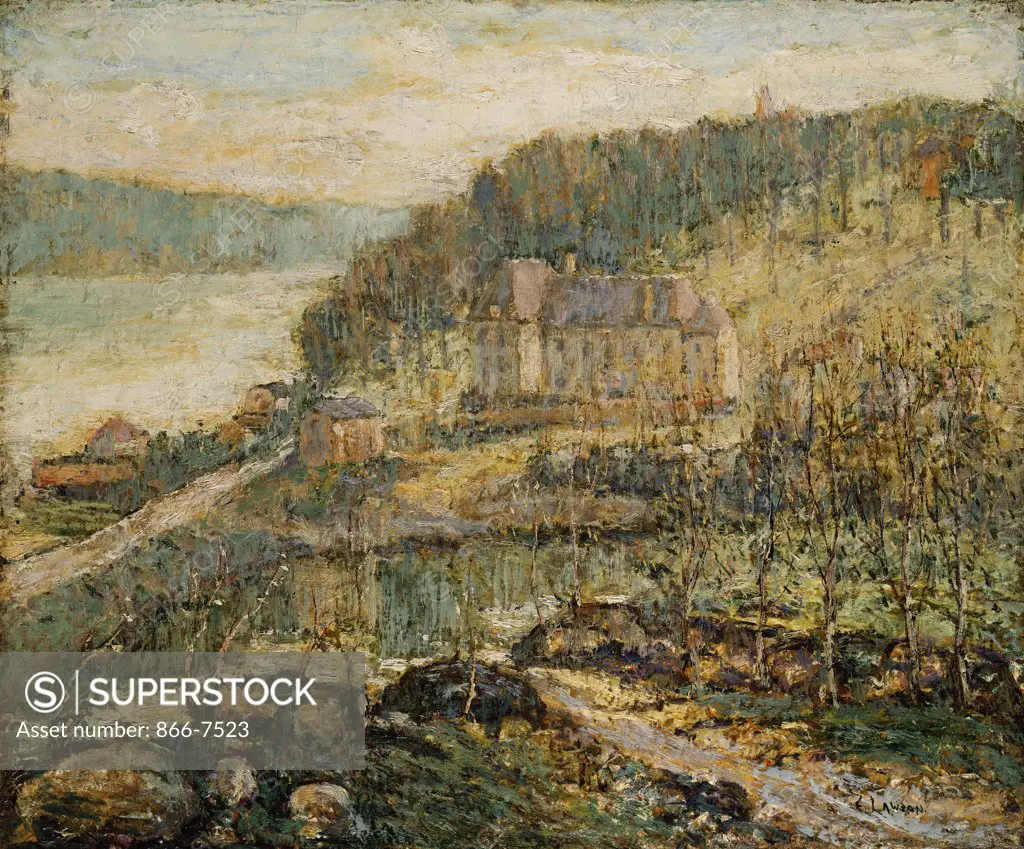 The Hudson At Inwood. Ernest Lawson (1873-1939). Oil On Canvas Laid Down On Panel.