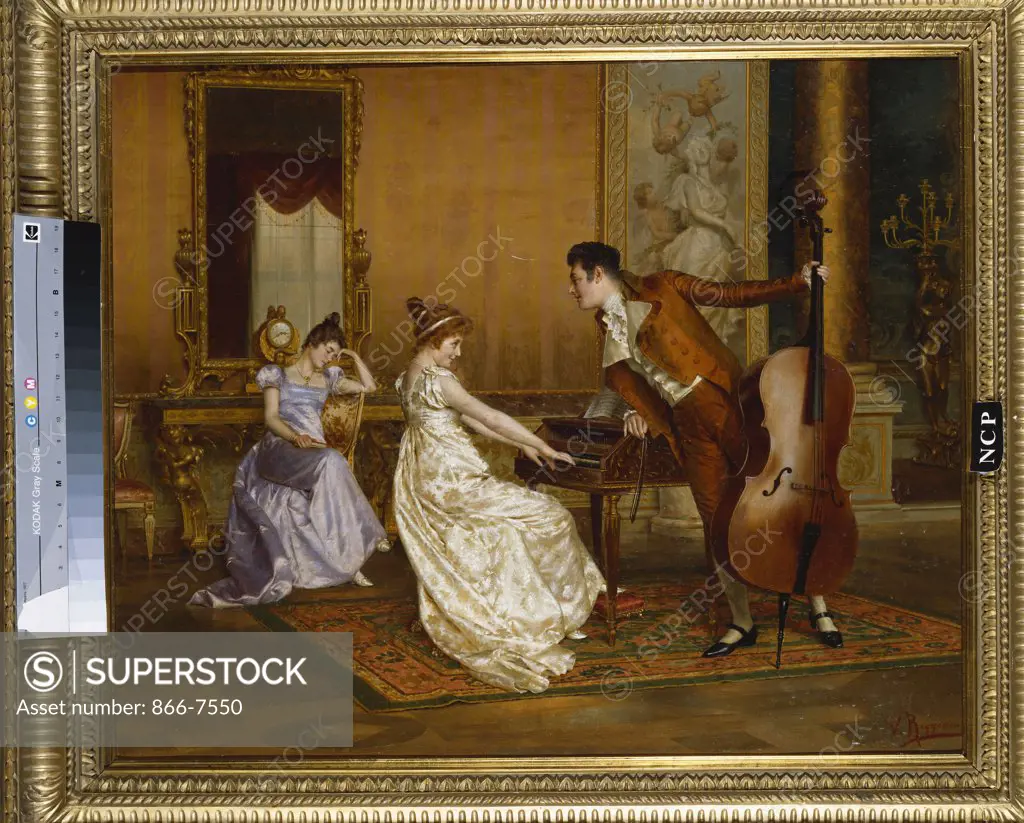 The Flirt.  Vittorio Reggianini (1858-1938). Oil On Canvas, 60 X 70cm.