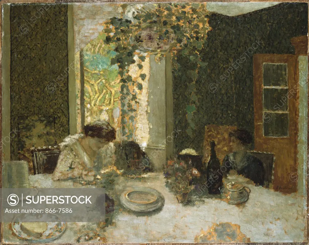 The Dining Room. La Salle A Manger. Edouard Vuillard (1868-1940). Oil On Board Laid Down On Cradled Panel, Circa, 1900.